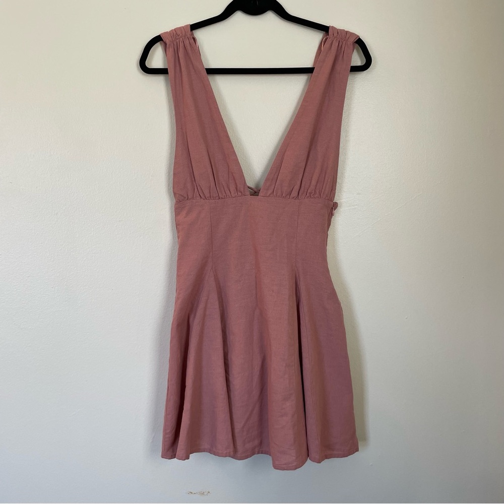 Zara Mauve Pink Backless V-Neck Dress